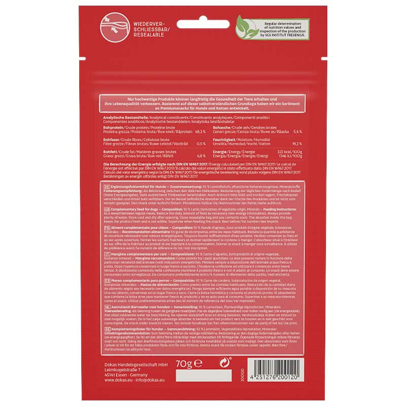DOKAS Lammfleisch getrocknet 70g