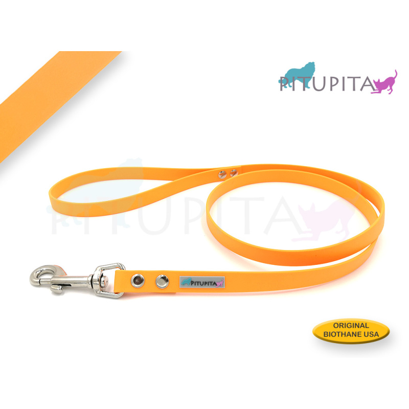PITUPITA BioThane Führleine mit Handschlaufe OR529 hellorange orange 9mm 2,5m