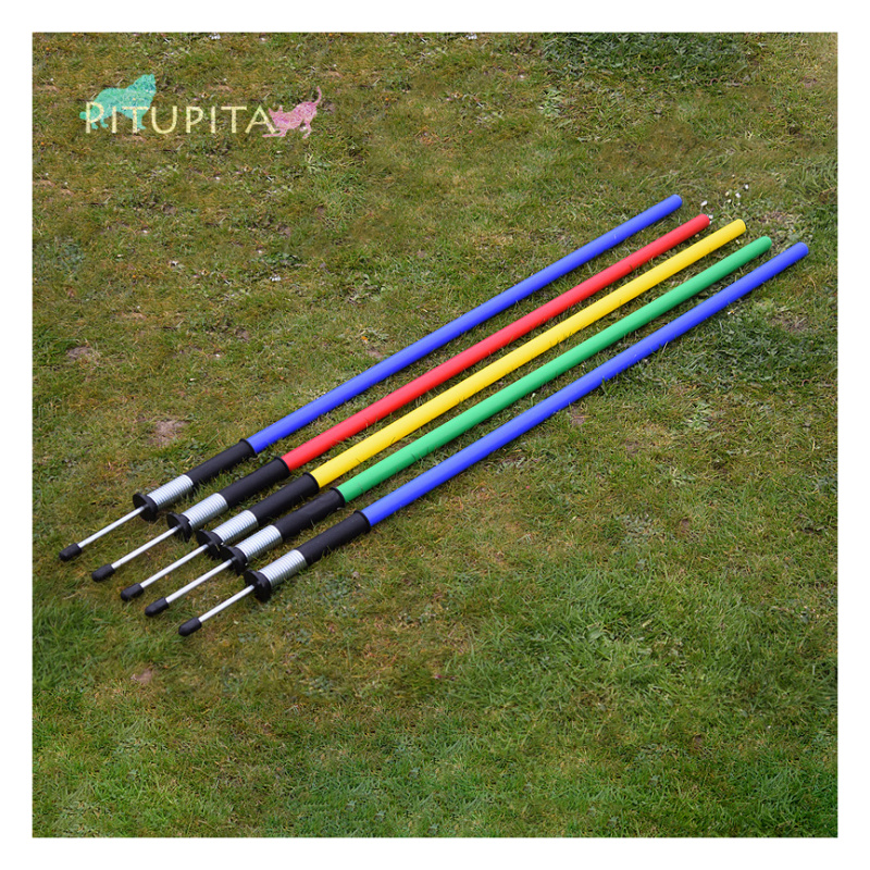 Slalom Stangen SET 100cm Cavaletti Hundesport Hundetraining agility flexibel div. Farben Stange gelb 5 Slalomstangen