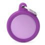 MyFamily Hundemarke Anhänger großer Kreis mit Bumper Hushtag lila mit Gravur