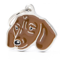 MyFamily Hundemarke Anh&auml;nger brauner Dackel mit Gravur