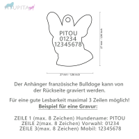 MyFamily Hundemarke Anhänger schwarz-weißer französische Bulldogge mit Gravur