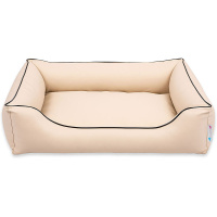 PITUPITA  Komfort Hundebett Lewia aus Eco Kunstleder in beige schwarz S