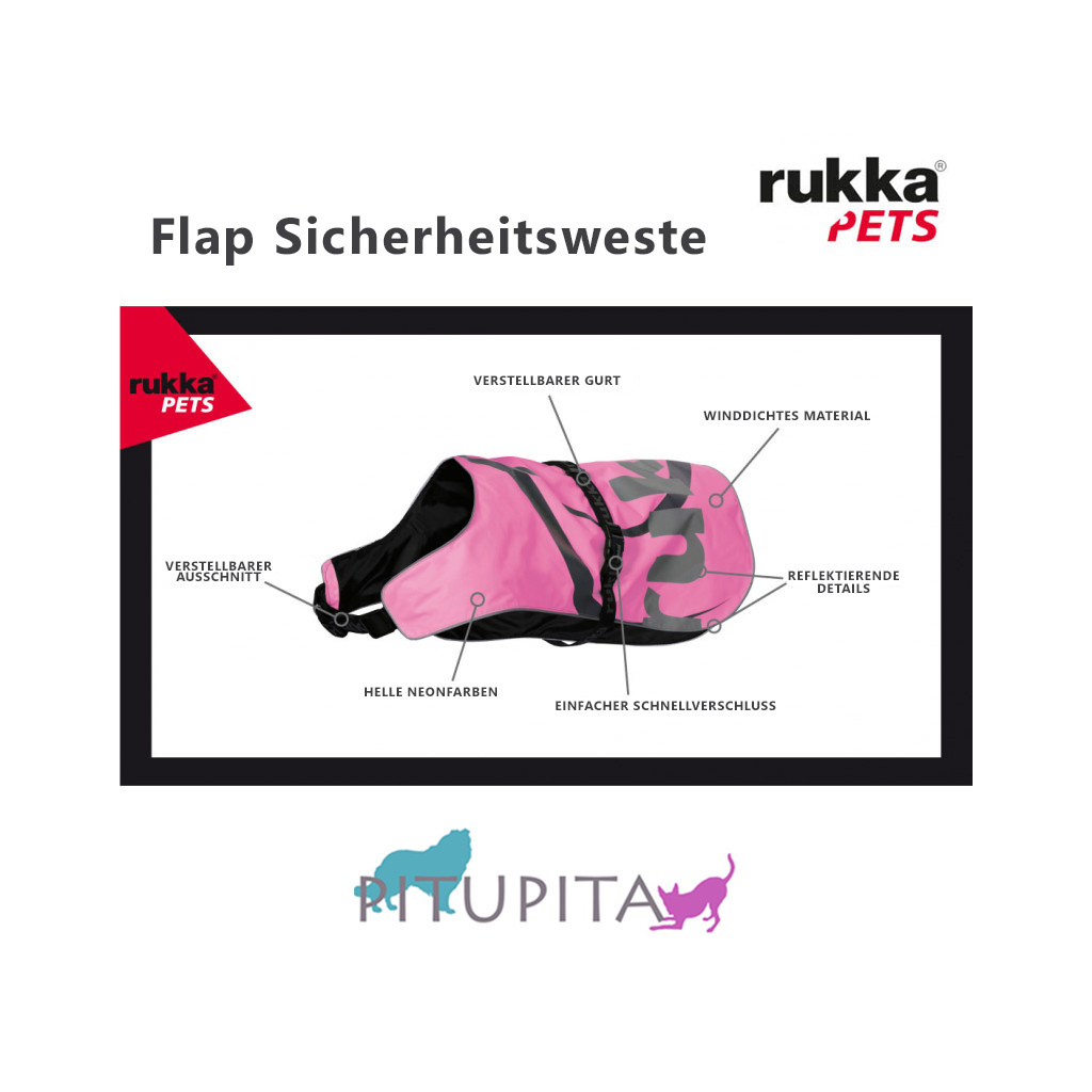 Rukka Pets Warnweste Sicherheitsweste FLAP neonpink hot pink - PITUPI,  15,93 €