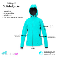 AnnyX Softshelljacke Trainingsjacke türkis XXL