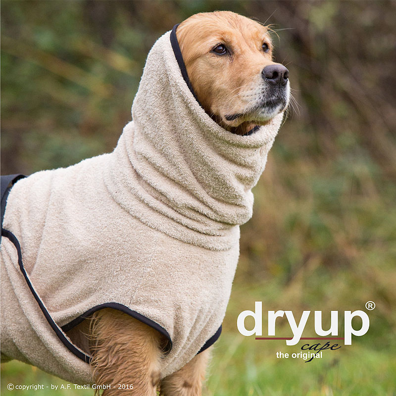 DryUp Trocken Cape Hundebademantel in sand beige