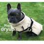 DryUp Trocken Cape Hundebademantel für Mops Bulldogge in sand beige 50cm Rückenlänge