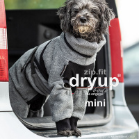 DryUp Body ZIP.FIT Hundebademantel mit Beinen für kleine Hunde in anthrazit grau 40cm