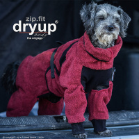 DryUp Body ZIP.FIT Hundebademantel mit Beinen für kleine Hunde in bordeaux dunkelrot 30cm