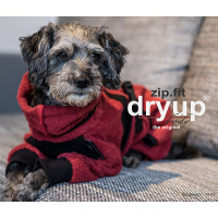DryUp Body ZIP.FIT Hundebademantel mit Beinen für kleine Hunde in bordeaux dunkelrot 40cm