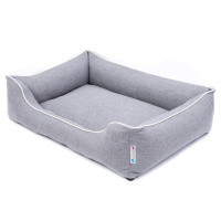 PITUPITA Hundebett Komfort MILA hellgrau weiß L  100 x 75 cm