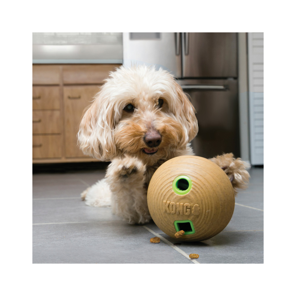 KONG Treat Dispenser Bamboo Feeder Dumbbell Dog Toy, Medium