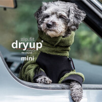 DryUp Body ZIP.FIT Hundebademantel mit Beinen für kleine Hunde in moos grün 30cm