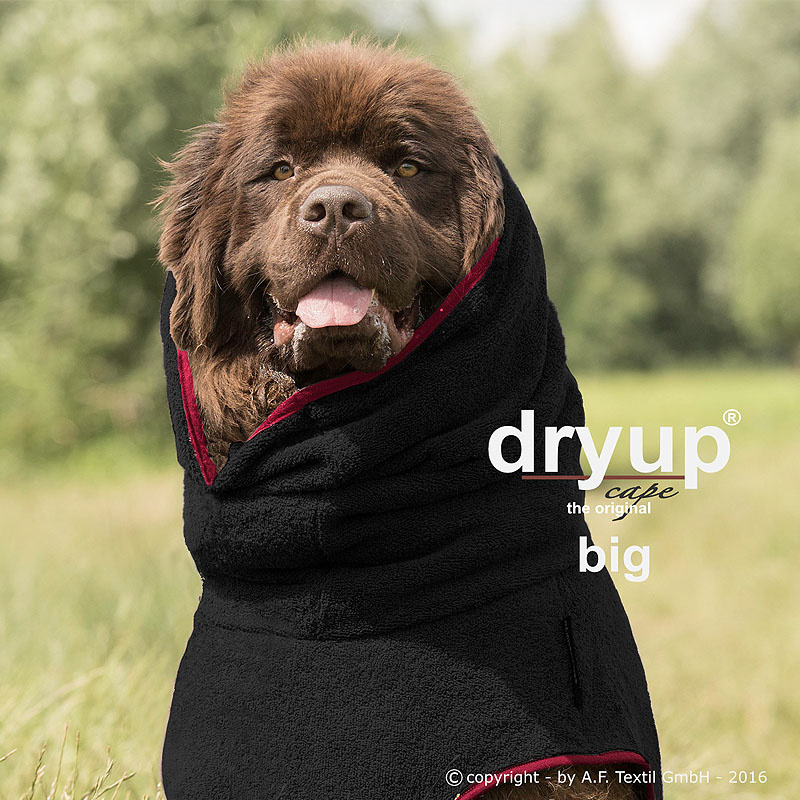 DryUp Trocken Cape Hundebademantel BIG für große Hunde in schwarz 84cm Rückenlänge