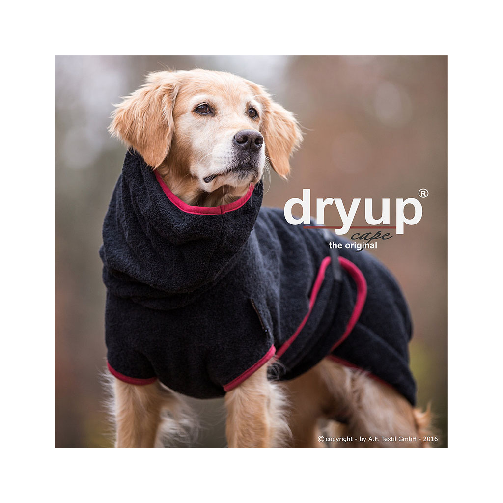DryUp Trocken Cape Hundebademantel in black schwarz - PITUPITA ist