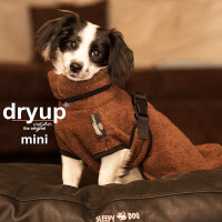 DryUp Trocken Cape Hundebademantel MINI für kleine Hunde in braun brown 40cm Rückenlänge