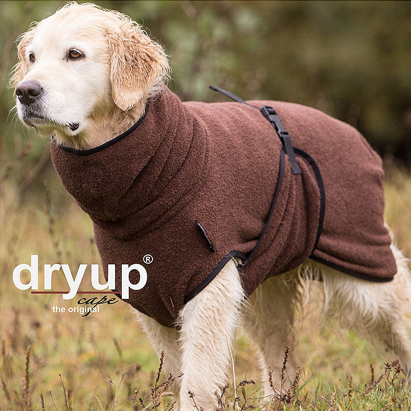 DryUp Trocken Cape Bademantel für Hunde in braun brown XXL 74cm