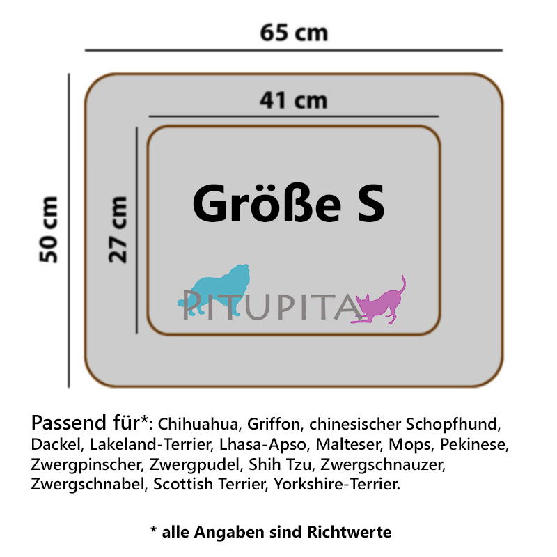 PITUPITA Ersatzbezug für das Hundebett MILA M  80 x 60 cm dunkelgrau-schwarz