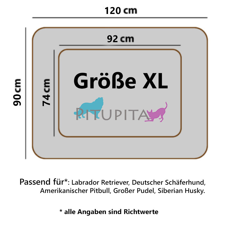 PITUPITA Ersatzbezug für das Hundebett MILA M  80 x 60 cm dunkelgrau-schwarz