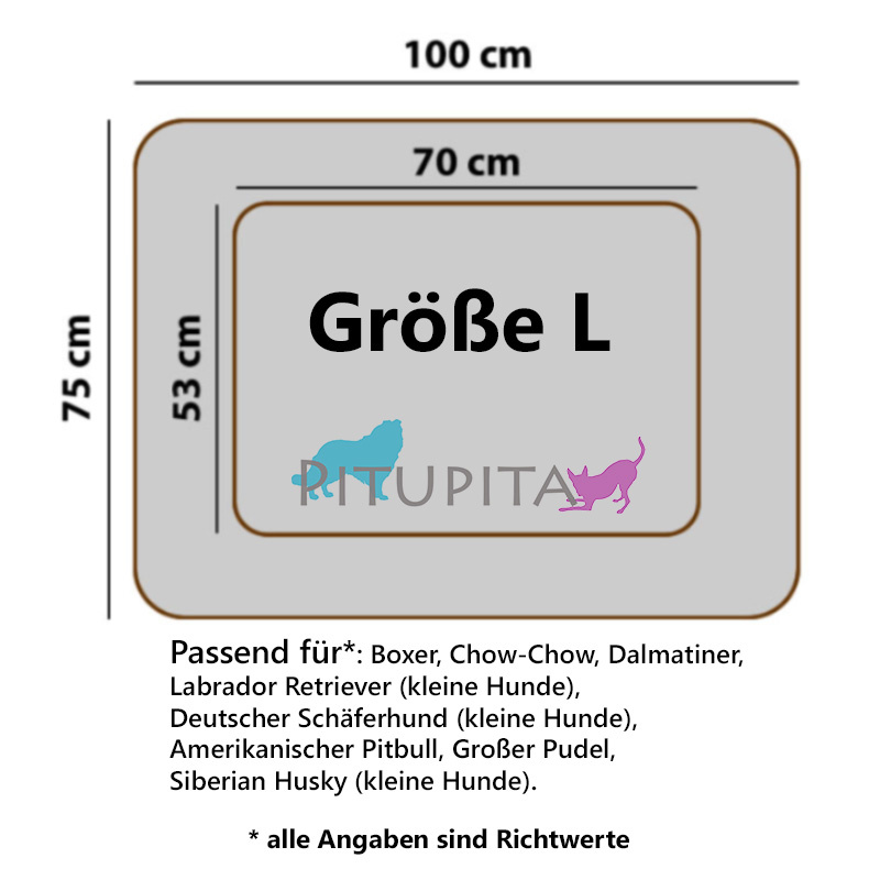 PITUPITA Ersatzbezug für das orthopädisches Hundebett MILA S  65 x 50 cm braun-schwarz