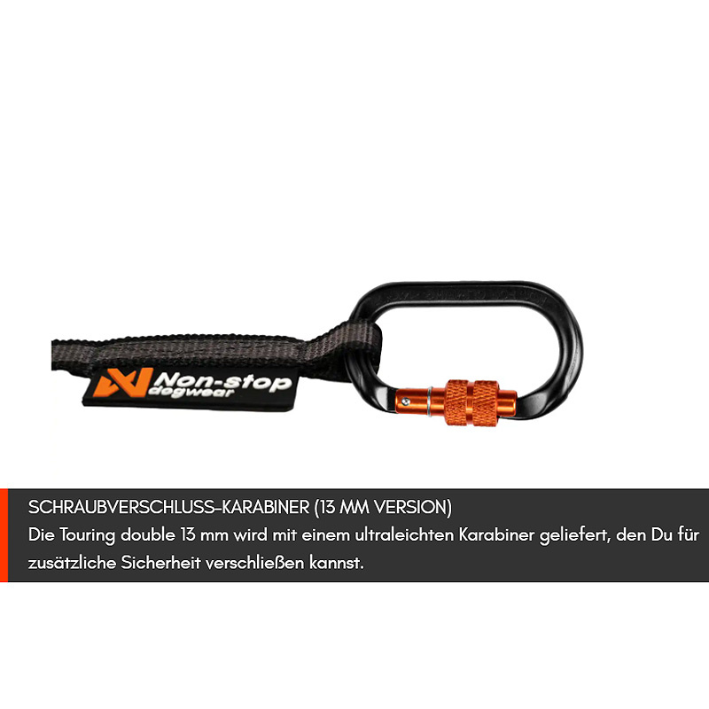 Non-stop dogwear Koppelstück Doppelleine Touring Double in schwarz grau
