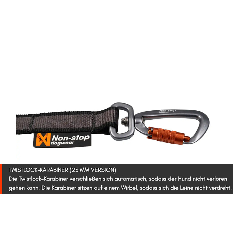 Non-stop dogwear Koppelstück Doppelleine Touring Double in schwarz grau