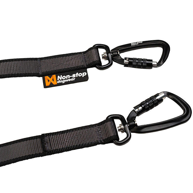 Non-stop dogwear Koppelstück Doppelleine Touring Double in schwarz grau