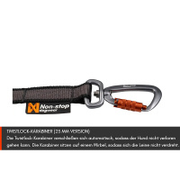 Non-stop dogwear Koppelstück Doppelleine Touring Double in schwarz grau M - 23mm breit