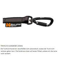 Non-stop dogwear Koppelstück Doppelleine Touring Double in schwarz grau M - 23mm breit