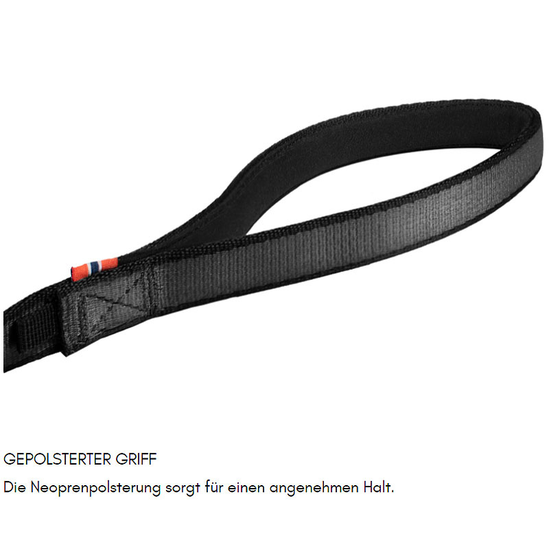 Non-stop dogwear Move Leash robuste Hundeleine in 5 Farben schwarz 1.5m - 10mm breit