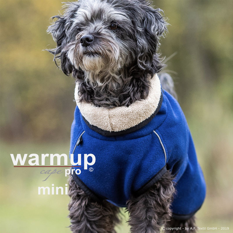 WarmUp Cape PRO Mantel MINI für kleine Hunde in blau dark blue
