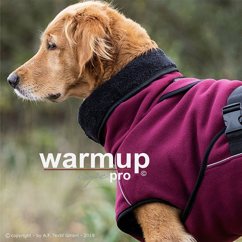 WarmUp Cape PRO Mantel für mittelgroße Hunde in bordeaux rot XXL 78cm Rückenkänge