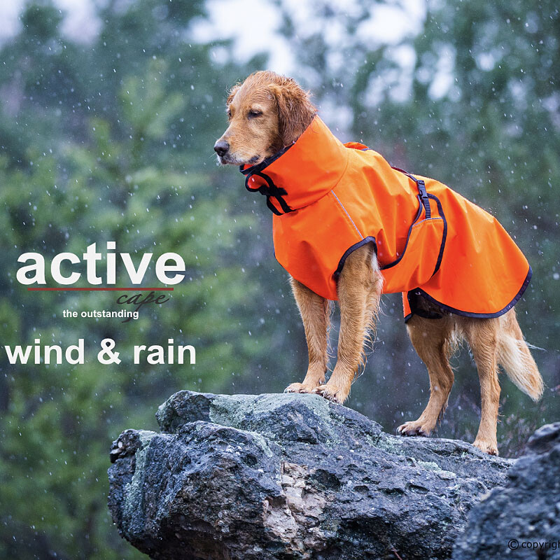 Active Cape wind & rain Regenmantel für mittelgroße Hunde in orange XS  51cm Rückenlänge