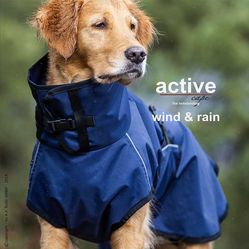 Active Cape wind & rain MINI Regenmantel für kleine Hunde in dunkel blau