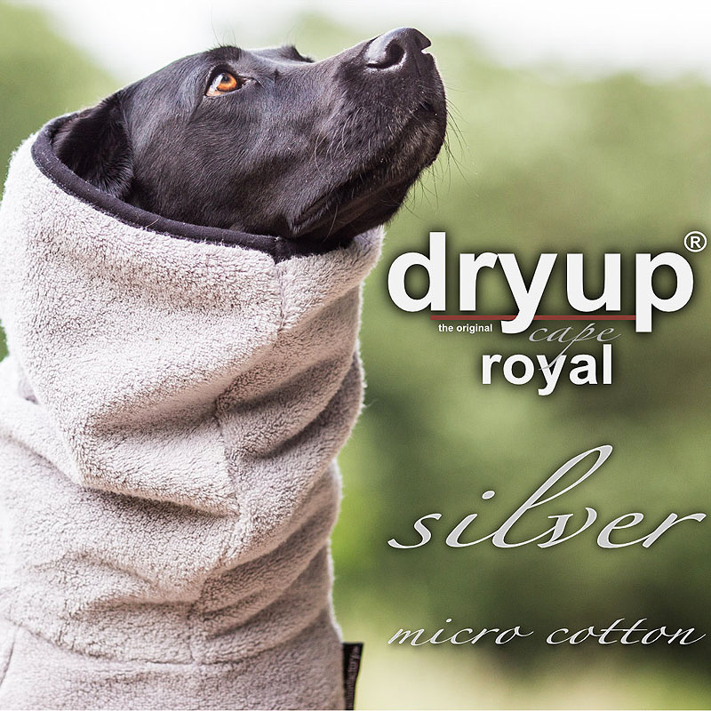 DryUp Trocken Cape Bademantel für Hunde in silber silver Royal Premium