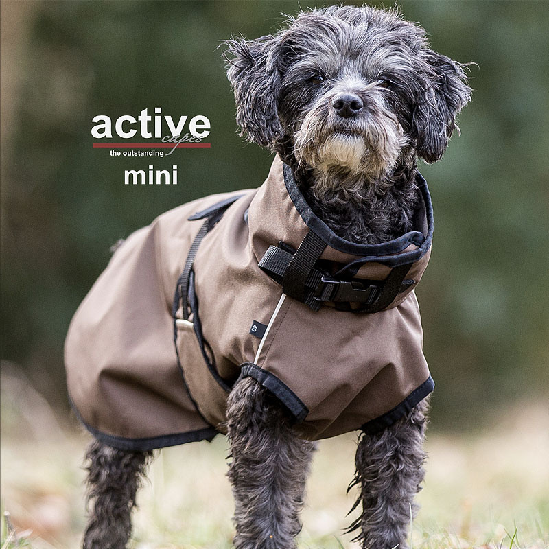 Active Cape light mini Mantel Übergangsmantel für kleine Hunde in braun 35cm Rückenlänge