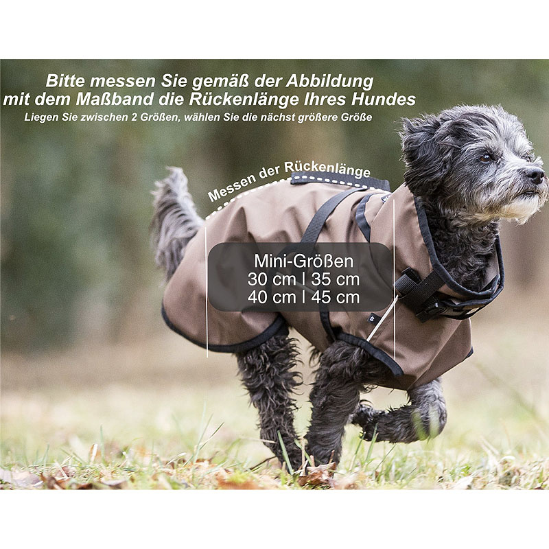 Active Cape light mini Mantel Übergangsmantel für kleine Hunde in braun 35cm Rückenlänge