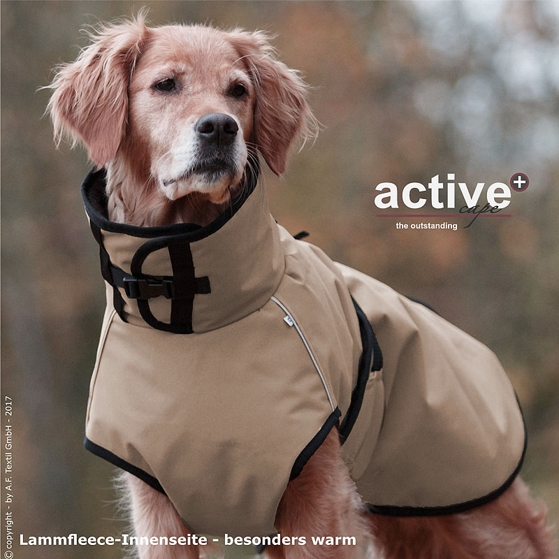 Active Cape PLUS Mantel Wintermantel für mittelgroße Hunde in sand beige XXL  77cm Rückenkänge