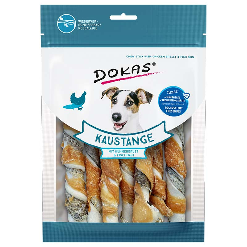 DOKAS Kaustange mit Hühnerbrust u. Fischhaut 170g