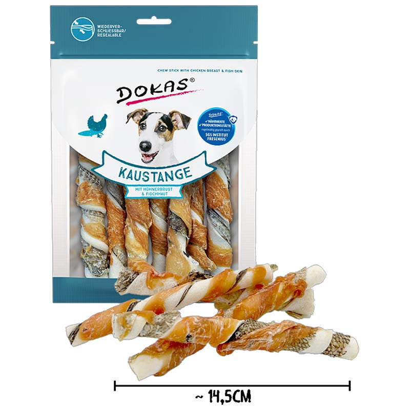 DOKAS Kaustange mit Hühnerbrust u. Fischhaut 170g