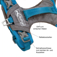 Kurgo Journey Air Brustgeschirr Hundegeschirr in blau XS | Brust 30-44cm | Hals 23-33cm