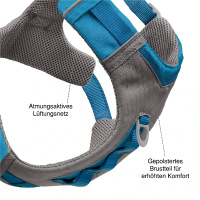 Kurgo Journey Air Brustgeschirr Hundegeschirr in blau XL | Brust 71-112cm | Hals 61-89cm