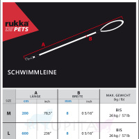 Rukka Pets Leine runde Schwimmleine Wasserleine orange L | 6 m