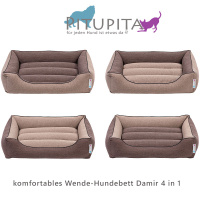 PITUPITA Komfort Hundebett Wendebett DAMIR in beige braun 4 in 1 S