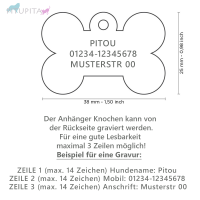 MyFamily Hundemarke Anhänger Knochen groß Bronx mit Gravur
