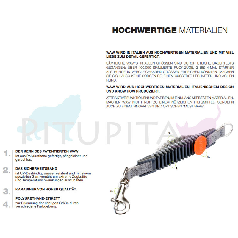 WAW Hand Kurzführer Kurzleine mit Ruckdämpfer