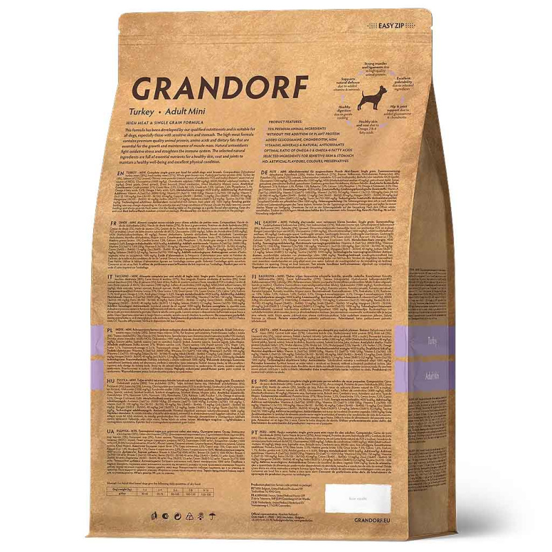 Grandorf Trockenfutter Pute für kleine Hunde 3 kg