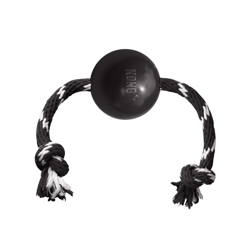 KONG Extreme Ball mit Seil L in schwarz