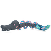 CoolPets Pull me! Crocky mit Tau Krokodil Wasserspielzeug mit Flamingomuster