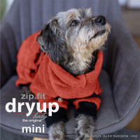 DryUp Body ZIP.FIT Hundebademantel mit Beinen für kleine Hunde in brick rot 30cm